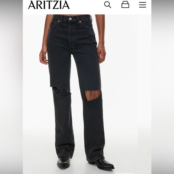 Re/done 90’s High Rise Loose In Black - Picture 8 of 11